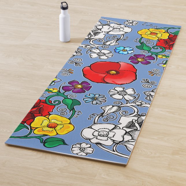 poppy flowers yoga mat (In Situ)