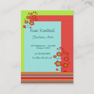 Poppy Fun Trendy Stripes Business Card