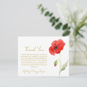 Poppy Funeral Thank You Card Bereavement