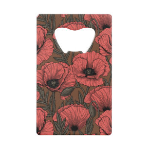 Poppy garden in coral and brown
