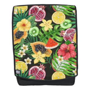 Poppy garden in coral and brown backpack