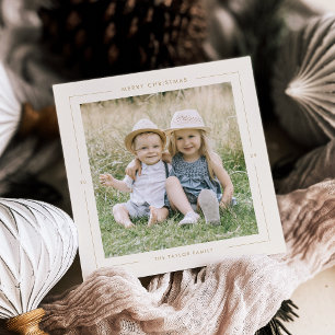 POPPY Gold Photo Unique Modern Merry Christmas Holiday Card