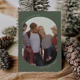 POPPY Green Modern Fun Family DIY Photo Christmas Holiday Card