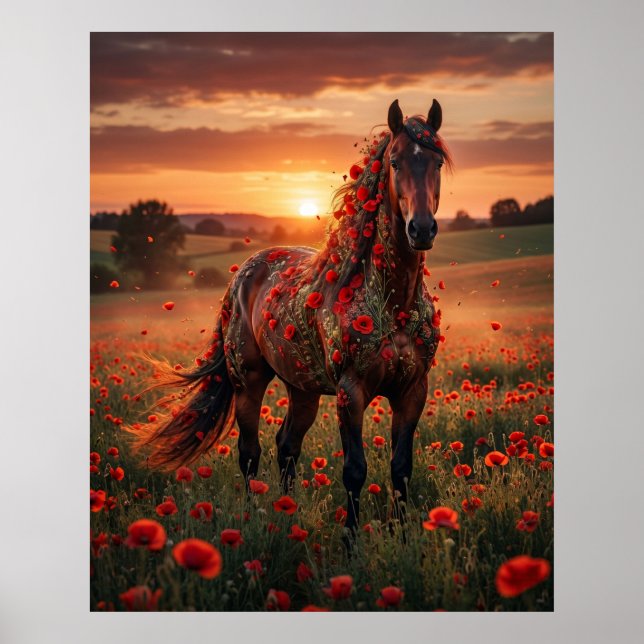 Poppy Horse Sunset Run Poster (Front)