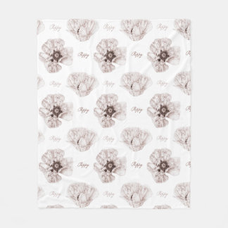 Poppy Illustrated Flower Fleece Blanket