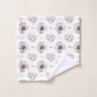 Poppy Illustrated Flower Wash Cloth
