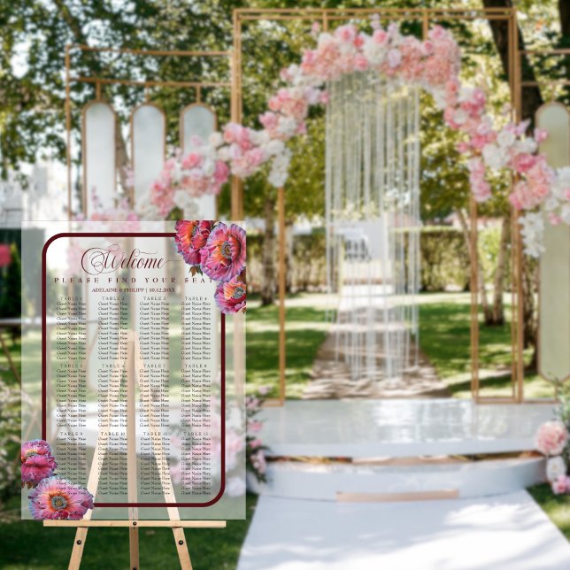 Poppy in Bloom | Elegant Floral 200 Seating Acrylic Sign (Creator Uploaded)