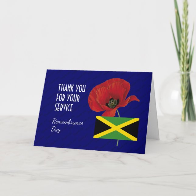 Poppy | JAMAICA Veterans | REMEMBRANCE DAY Thank You Card (Front)