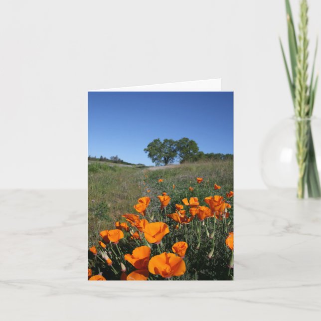 Poppy Landscape, Blank Note Card (Front)