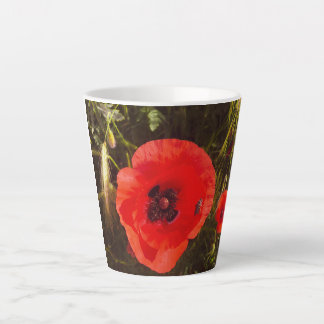 Poppy Latte Mug - Fantasy Vibrant Red Meadow