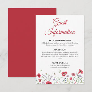 Poppy & Lavender Watercolor Floral Wedding Details Enclosure Card