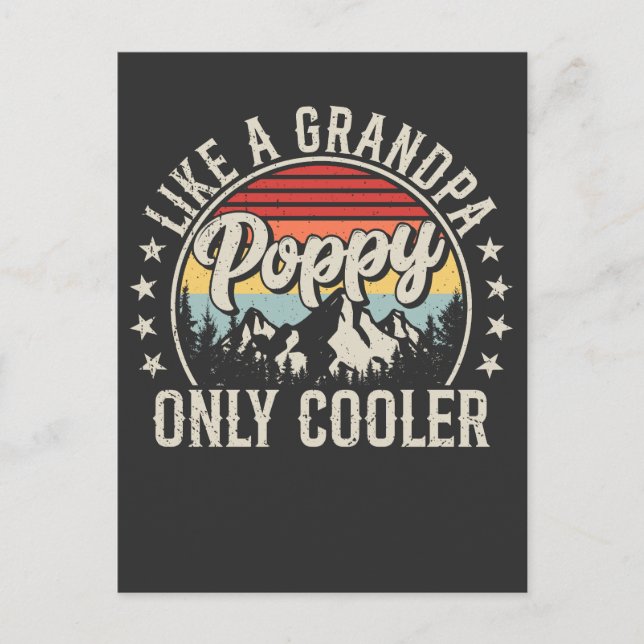 Poppy Like a Grandpa Only Cooler Retro Postcard (Front)