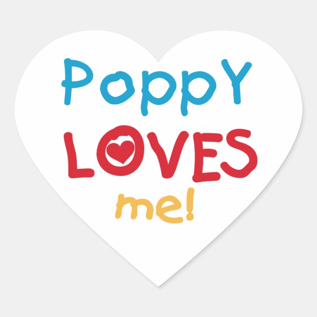 Poppy Loves Me T-shirts and Gifts Heart Sticker (Front)
