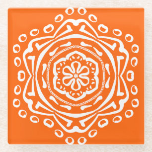 Poppy Mandala Glass Coaster