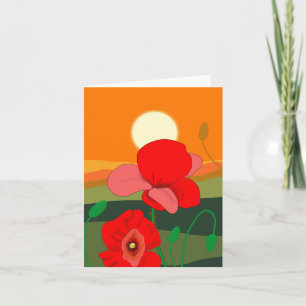 Poppy meadow at sunset  card