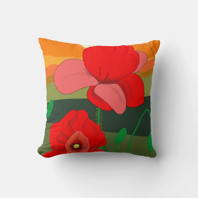 Poppy meadow at sunset cushion (Front)