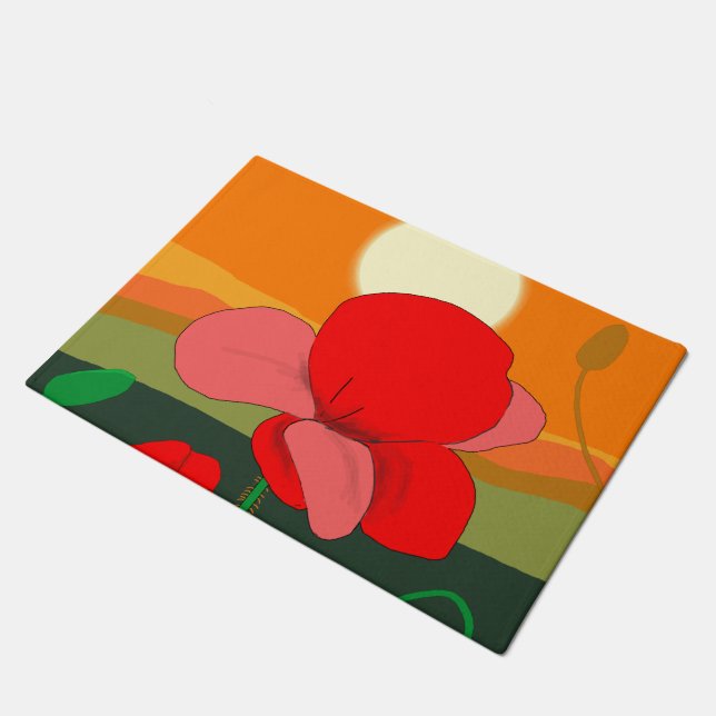 Poppy meadow at sunset    doormat (Angled)