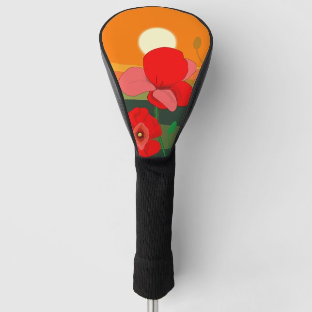 Poppy meadow at sunset   golf head cover (Front)