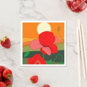 Poppy meadow at sunset    napkin