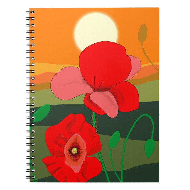 Poppy meadow at sunset   notebook (Front)