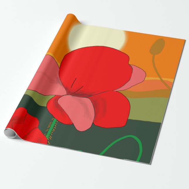 Poppy meadow at sunset   wrapping paper (Unrolled)