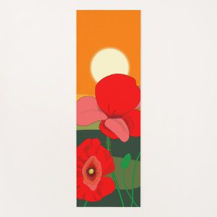 Poppy meadow at sunset yoga mat