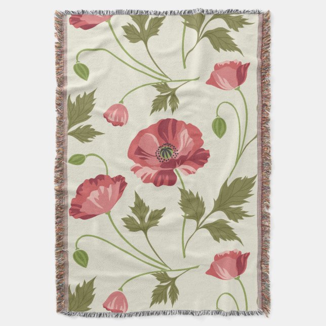 Poppy Meadow Throw Blanket (Front Vertical)