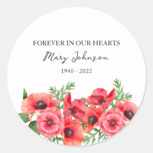 Poppy Memorial Funeral Classic Round Sticker