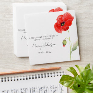 Poppy Memorial Funeral Seed Envelope