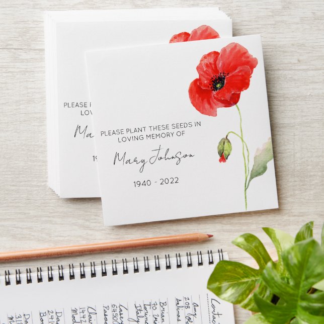 Poppy Memorial Funeral Seed Envelope (Stacked)