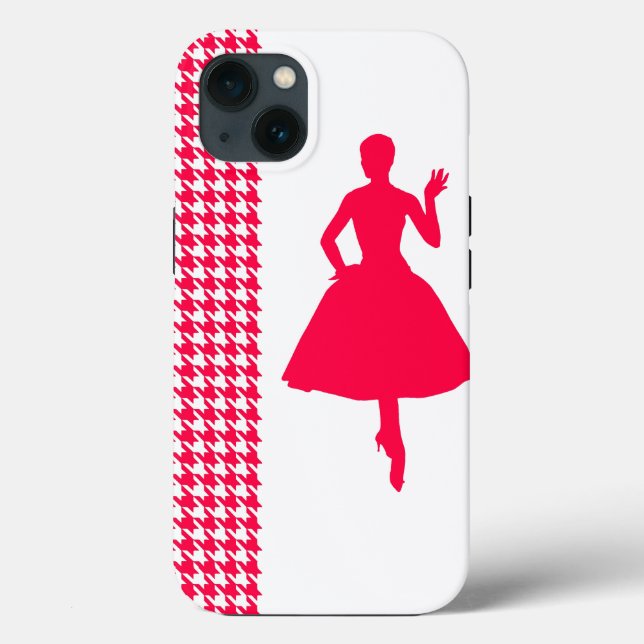 Poppy Modern Houndstooth with Fashion Silhouette Case-Mate iPhone Case (Back)