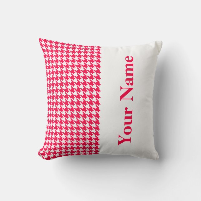 Poppy Modern Houndstooth with Name Cushion (Front)