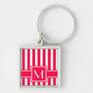 Poppy Modern Stripe with Monogram Key Ring