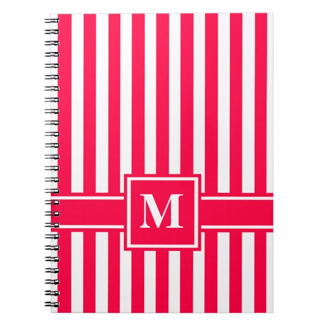 Poppy Modern Stripe with Monogram Notebook (Front)