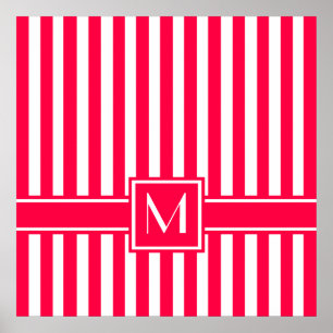 Poppy Modern Stripe with Monogram Poster