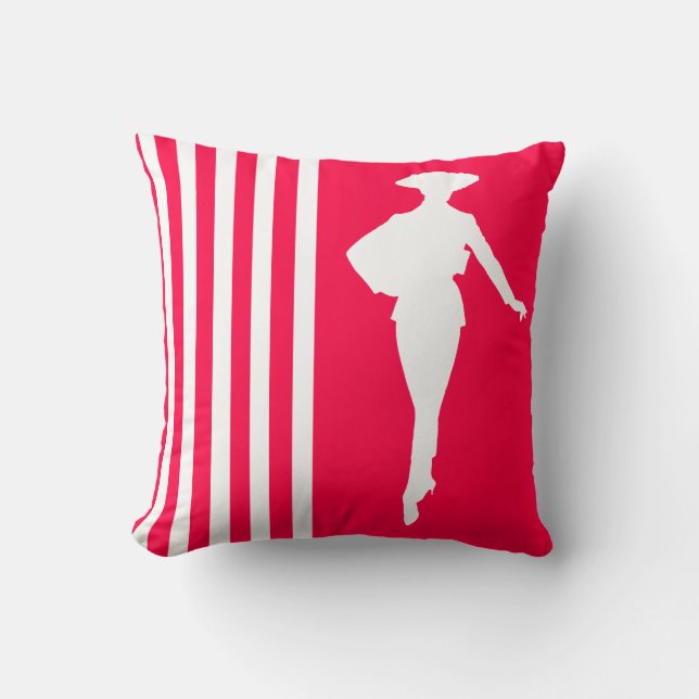 Poppy Modern Stripes with Fashion Silhouette Cushion (Front)