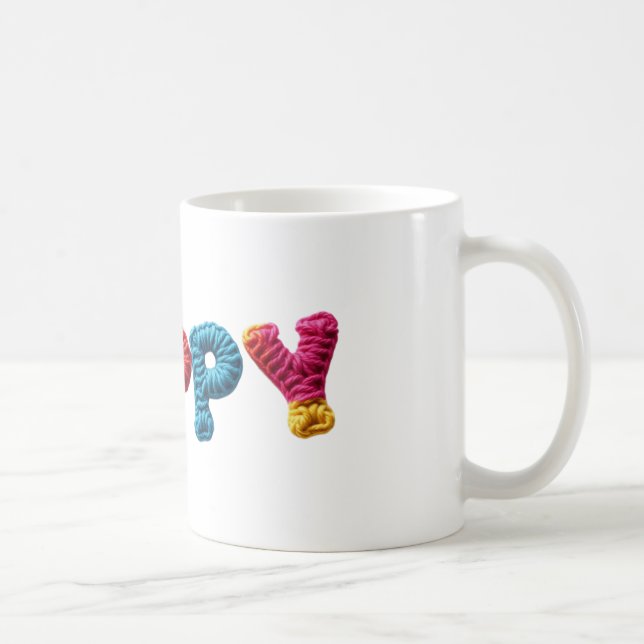 Poppy Name in Vibrant Crochet Pattern Coffee Mug (Right)