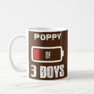Poppy of 3 Three Boys Low Battery Father's Day Coffee Mug