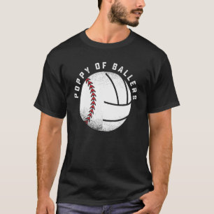 Poppy of Baseball Volleyball Player Granddaughter T-Shirt