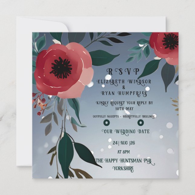 Poppy of Love" Wedding Invitation Collection (Front)