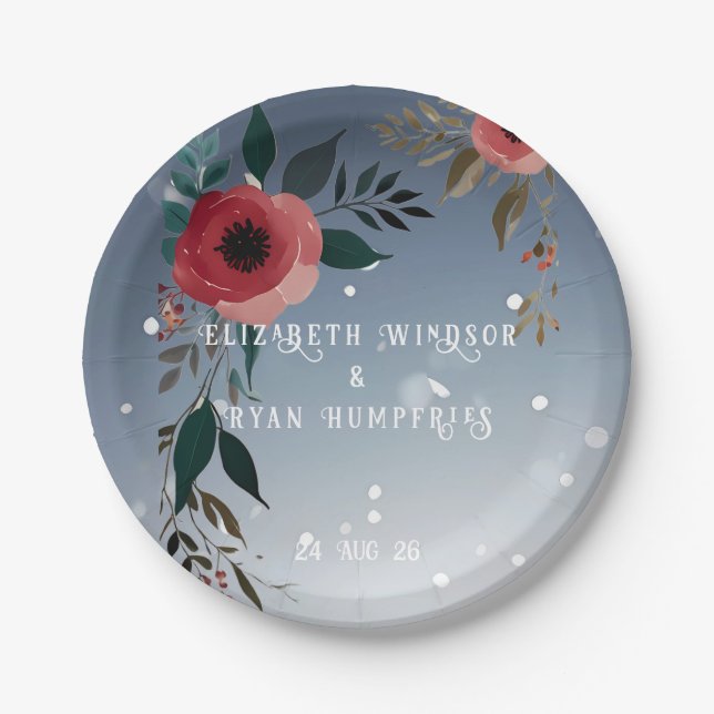 Poppy of Love" Wedding Invitation Collection Paper Plate (Front)