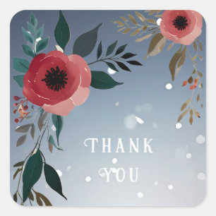 Poppy of Love" Wedding Invitation Collection Square Sticker