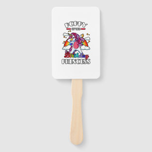 Poppy Of The Birthday Princess Unicorn Rainbow Bda Hand Fan