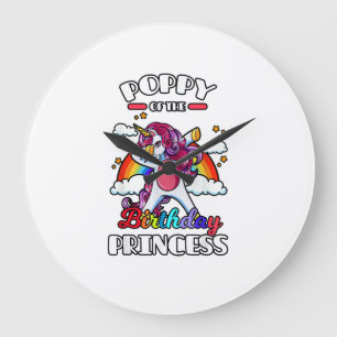 Poppy Of The Birthday Princess Unicorn Rainbow Bda Large Clock