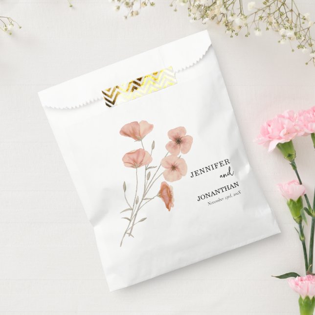 Poppy Orange Flower Wedding  Favour Bag (Sealed)