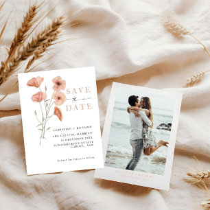 Poppy Orange Flower Wedding Save the Date