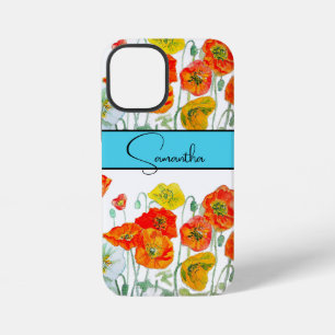 Poppy Orange Red Watercolor floral Flower Phone iPhone 12 Mini Case