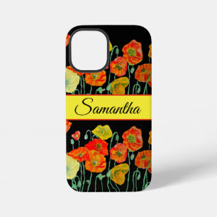 Poppy Orange Red Watercolor floral Flower Phone iPhone 12 Mini Case