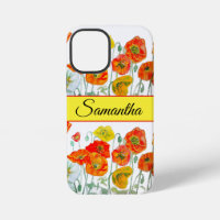 Poppy Orange Red Watercolor floral Flower Phone