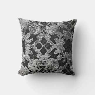 Poppy Painting Throw Pillow in Black and Grey